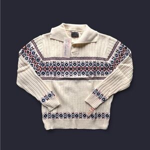 Vintage 70’s Wintuk Orlon Sportswear Faire Isle Shawl Collar sweater w/tags